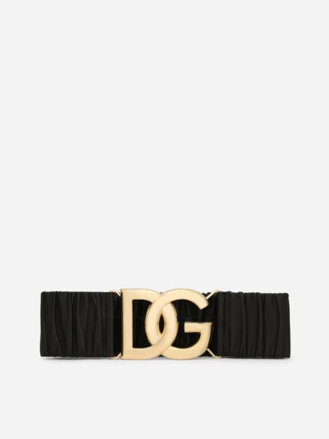 Elasticated and gathered nappa leather belt with DG logo