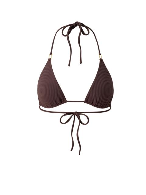MELISSA ODABASH EXCLUSIVE CANCUN BROWN RIBBED BIKINI TOP