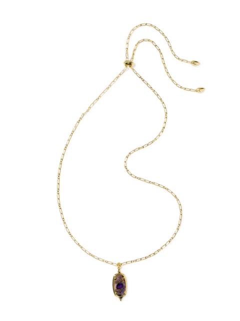 KENDRA SCOTT Dani Stepped Frame Gold Long Pendant Necklace