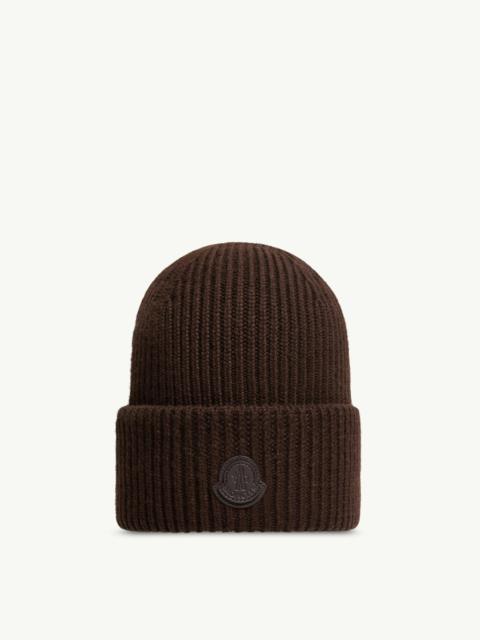 Moncler Leather Logo Cashmere Beanie