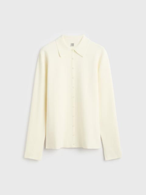 TOTEME Compact knit buttoned top white