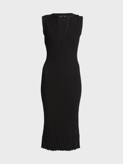 Tatum V-Neck Sleeveless Rib Knit Midi Dress