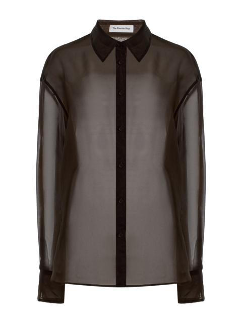 The Frankie Shop Peri Silk-Blend Chiffon Shirt brown