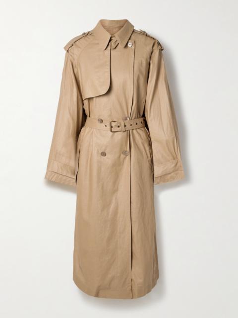 Isabel Marant Freanne Belted Double-breasted Linen-blend Trench Coat