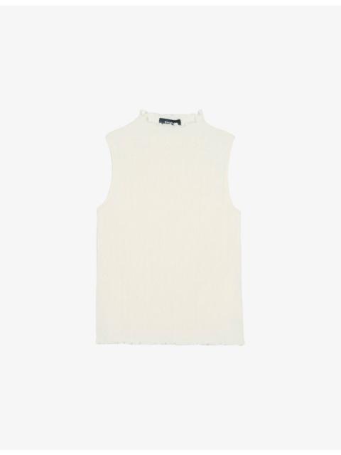 WHISTLES Textured Sleeveless Cotton-Blend Top