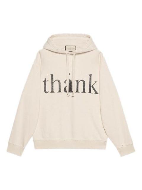 GUCCI 'think/thank' print hooded sweatshirt
