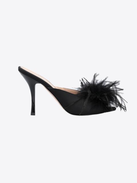 PINKO MULE SANDALS WITH FEATHERS