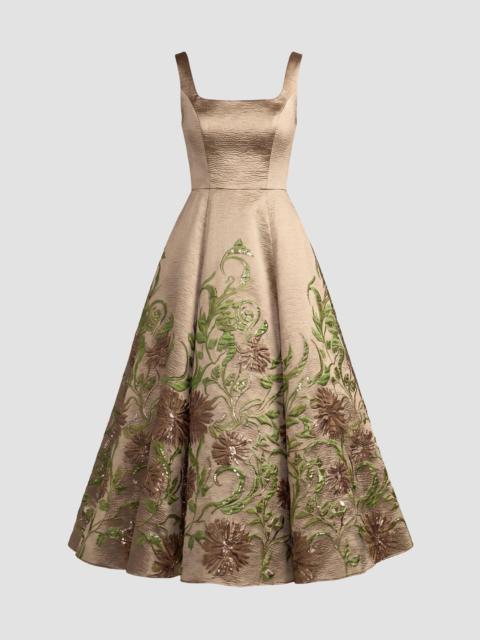 MAC DUGGAL Women's Floral Brocade Midi Dress - Gold