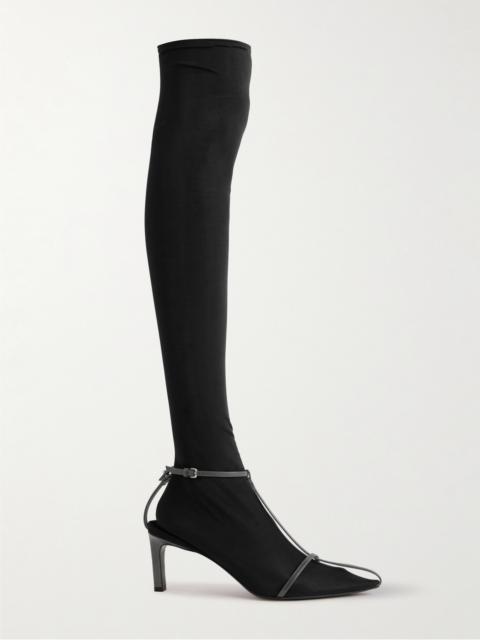 Jil Sander Stretch-mesh And Leather Knee Boots