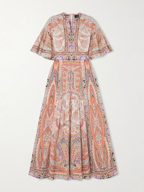 Etro Ruffled paisley-print cotton-blend poplin maxi dress Baby pink