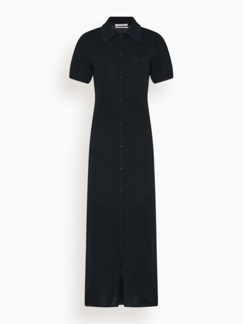 Another Tomorrow Pique Polo Dress in Black