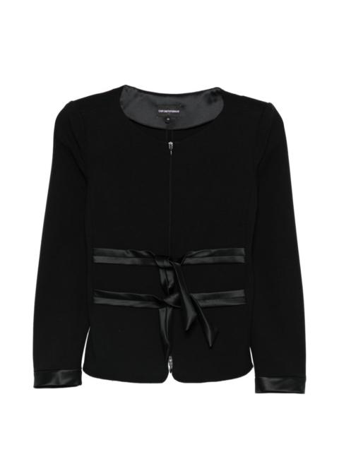 EMPORIO ARMANI bow-detail collarless jacket