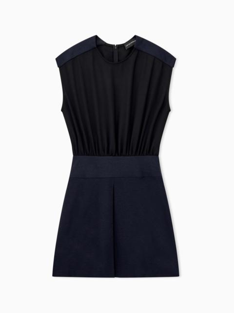EMPORIO ARMANI SLEEVELESS DRESS WITH A GATHERED BODICE AND FRONT PLEAT