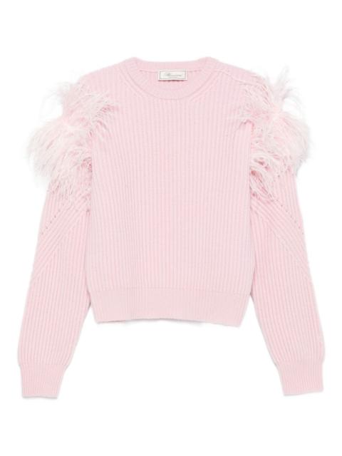 Blumarine feather-detail ribbed sweater