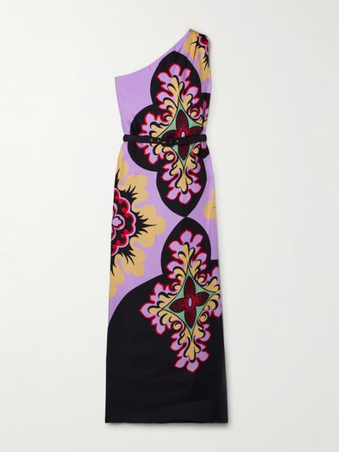 La DoubleJ Roy One-shoulder Printed Silk-twill Maxi Dress