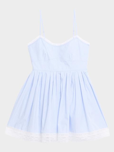 LoveShackFancy Harrisine Striped Cotton Poplin Mini Dress