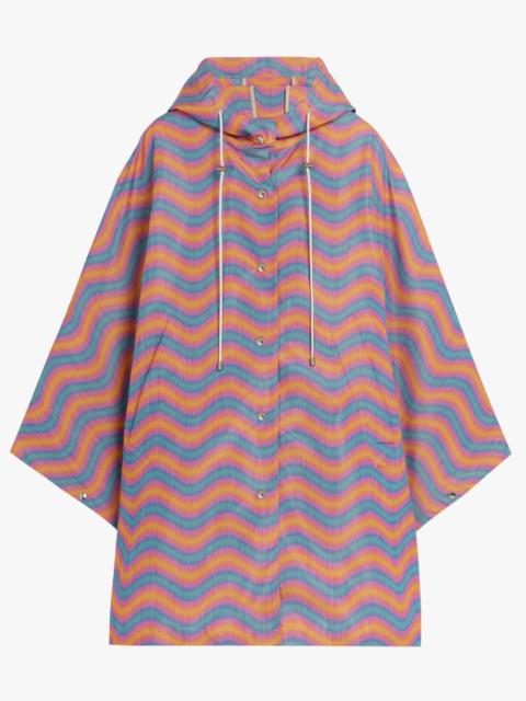 Mackintosh BONI ORANGE & PINK WAVE PRINT NYLON HOODED PONCHO | LMC-010