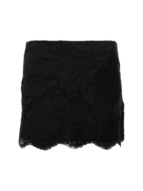 floral-lace mini skirt