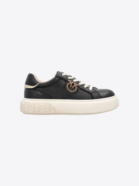 PINKO LEATHER SNEAKERS WITH LOVE BIRDS PLAQUE