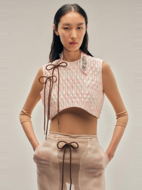 Simone Rocha Embellished Quilted Offset Fragment Collar Top