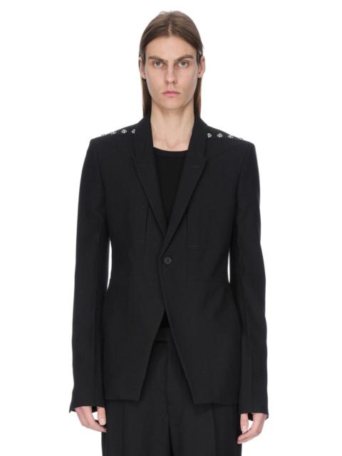 Rick Owens Fogpocket Studded Grain de Poudre Virgin Wool Blazer Black