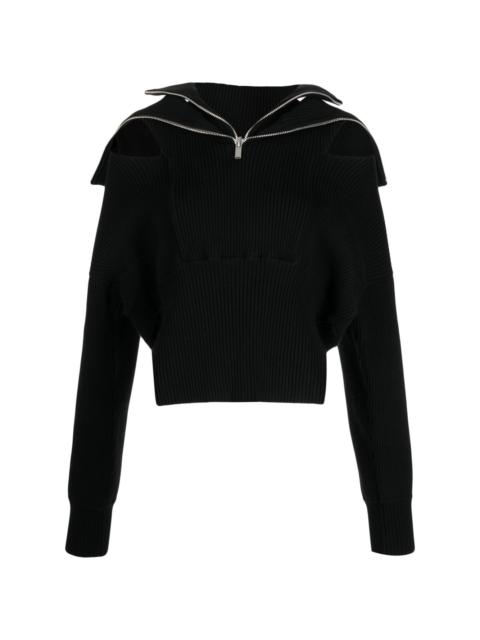 HELIOT EMIL™ ribbed-knit zip-detail jumper