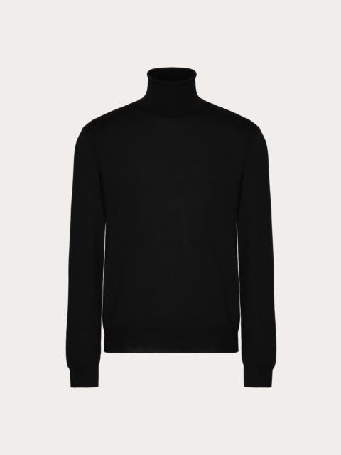 HIGH-NECK WOOL SWEATER WITH VLOGO SIGNATURE EMBROIDERY