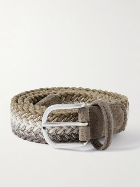Anderson's Suede-Trimmed Woven Cord Belt Gray