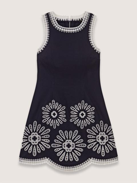 maje mini dress with crochet details