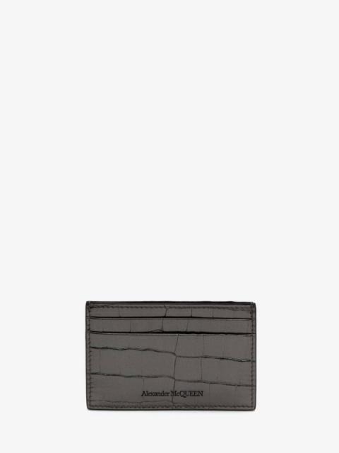 Alexander McQueen Embossed Croc Card Holder in Graphite