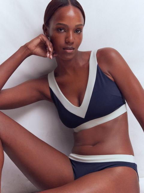BODEN Campania Cross-back Bikini Top-Navy, Ivory Colourblock