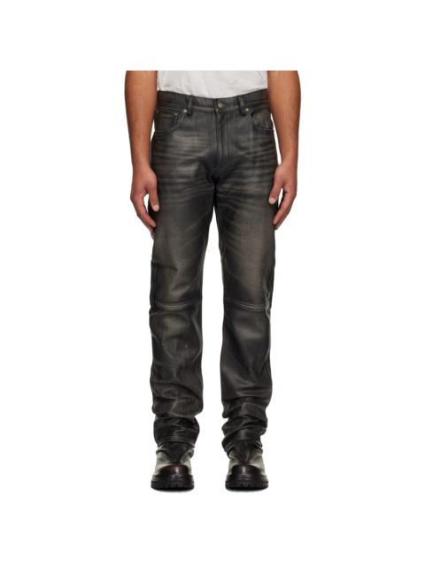 424 Black Fivepocket Leather Pants
