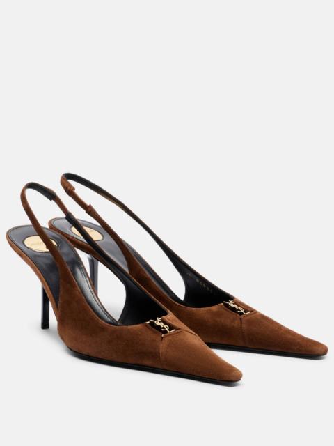 SAINT LAURENT Babylone Breteuil suede slingback pumps