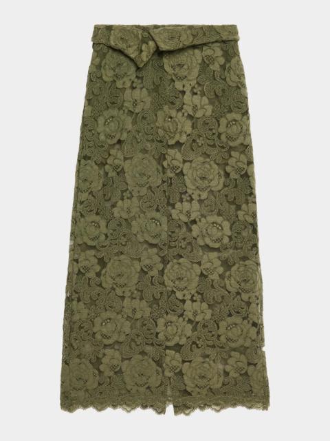 Simone Rocha Peeling Waist Lace Midi Skirt