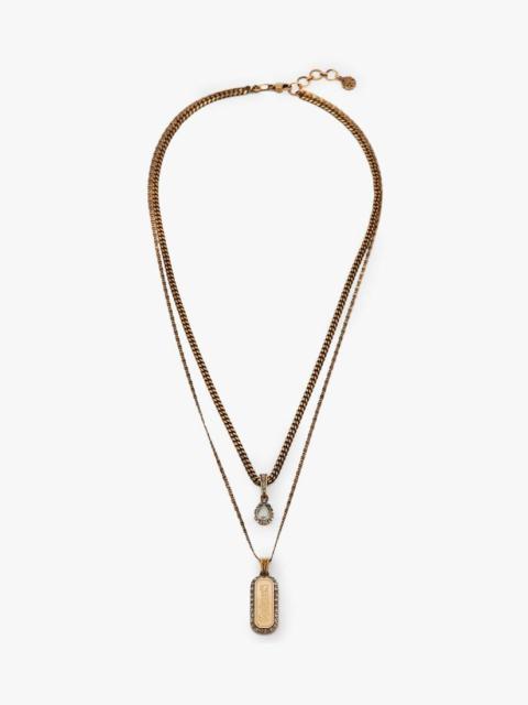 Alexander McQueen Mcqueen Graffiti Pave Necklace in Antique Gold