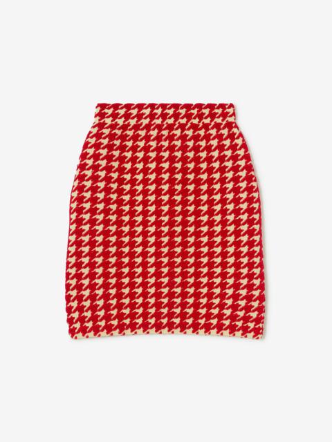 Houndstooth Nylon Blend Mini Skirt