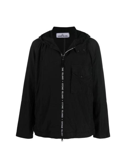 logo-trim hooded jacket