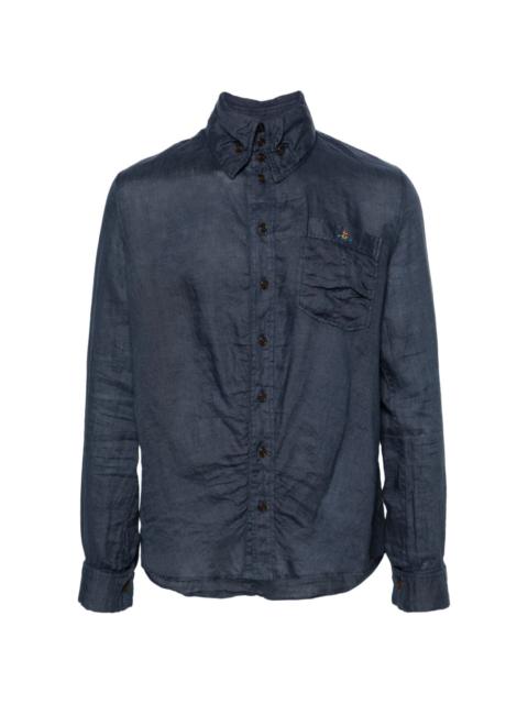 Orb-embroidered linen shirt