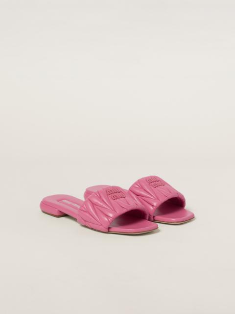 Miu Miu Matelassé nappa leather slides