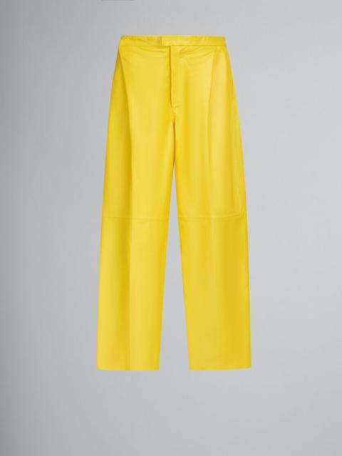 YELLOW NAPPA LEATHER TAILORED TROUSERS