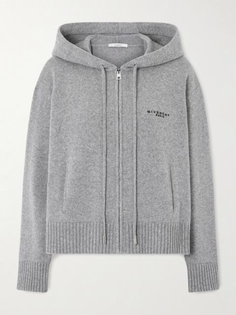 Givenchy Embroidered Wool And Cashmere-blend Zip-up Hooded Cardigan