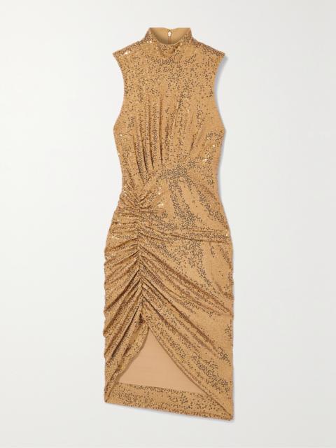 MICHAEL KORS COLLECTION Ruched Sequined Crepe Midi Dress