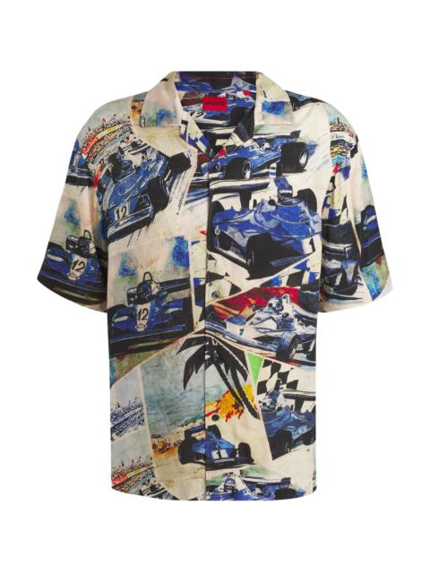HUGO OVERSIZE-FIT SHIRT WITH VINTAGE RACING PRINT