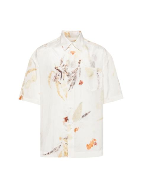 leaf-print silk shirt