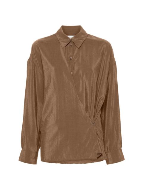 straight-collar twisted shirt