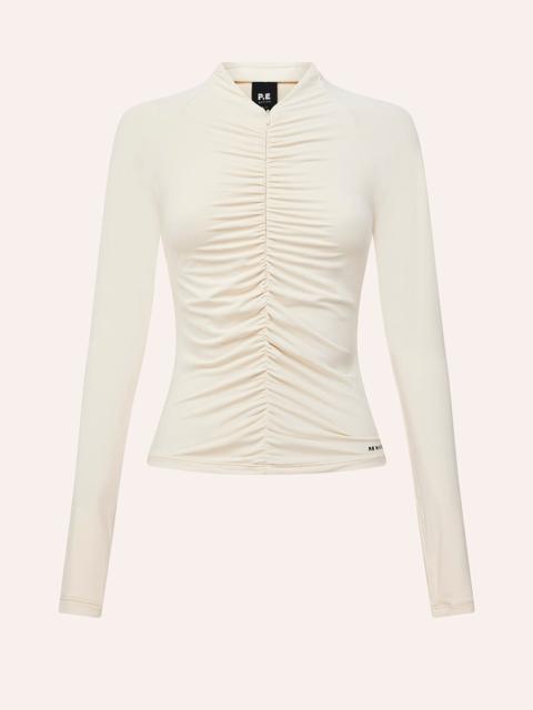 P.E NATION OFF DUTY LONG SLEEVE TOP IN WHISPER WHITE