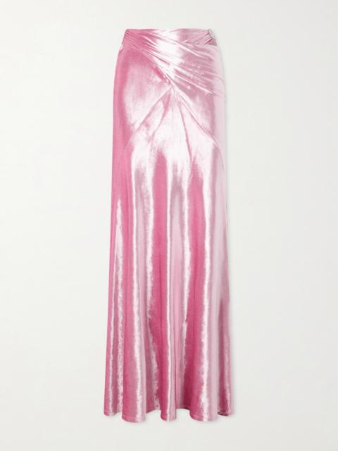 rabanne Wrap-effect Crystal-embellished Velvet Maxi Skirt