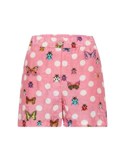 VERSACE Shorts with polka dots and butterfly print