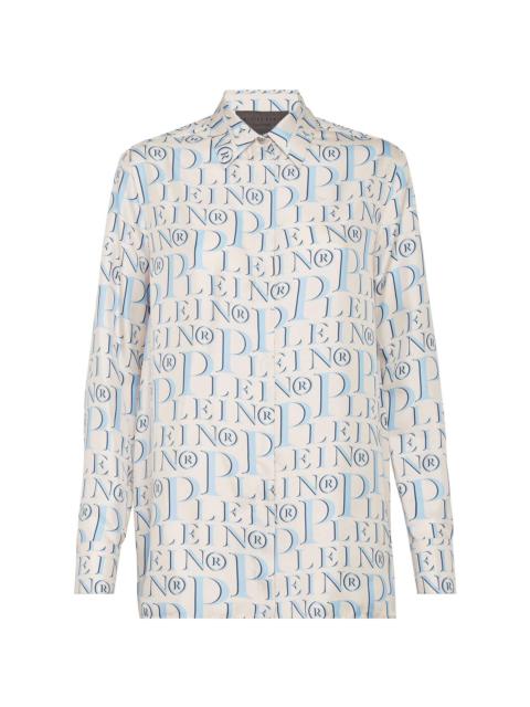 all-over logo-print tailored shirt