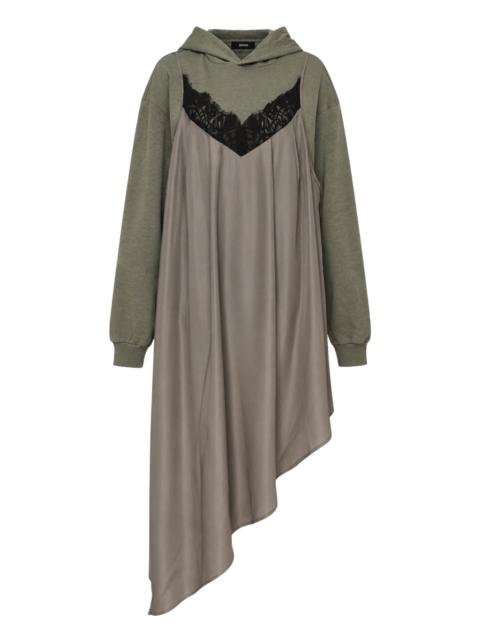 BONBOM Layered Lace Slip Hoodie Dress